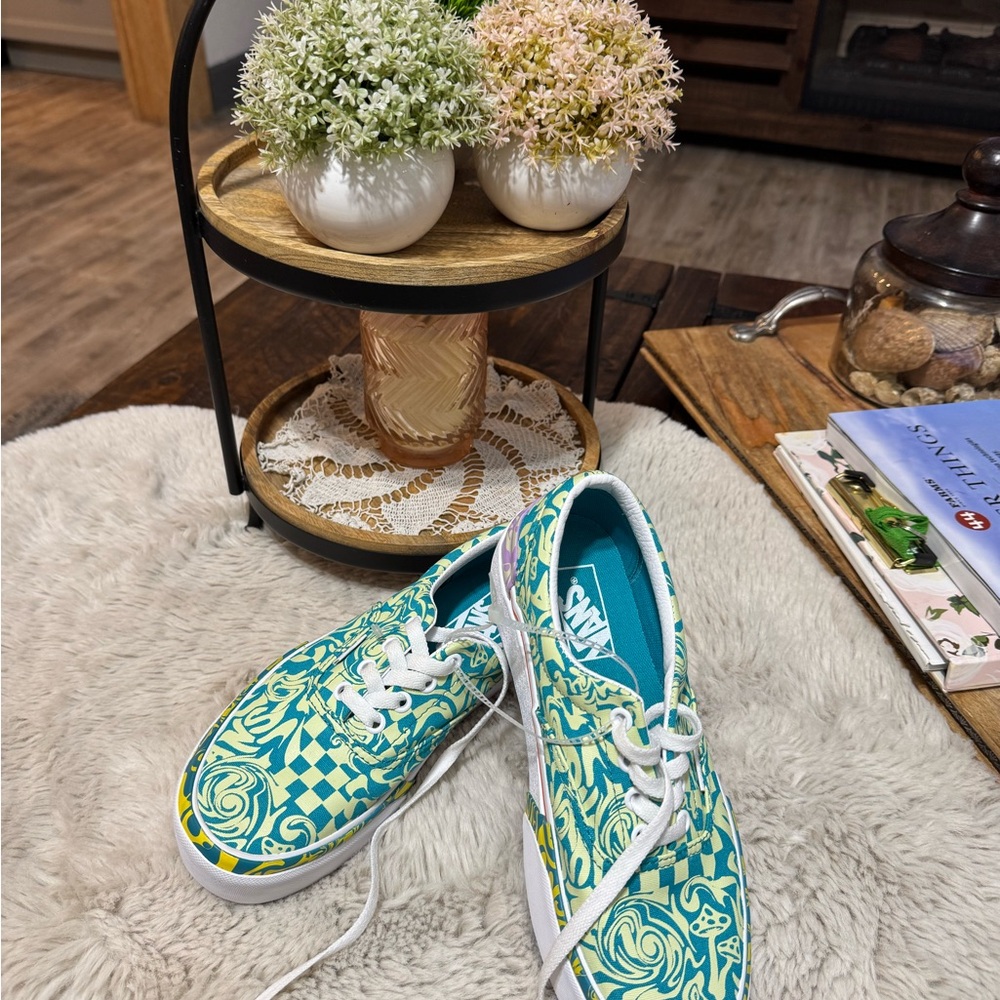 Vans Teal and Yellow Athletic Shoes